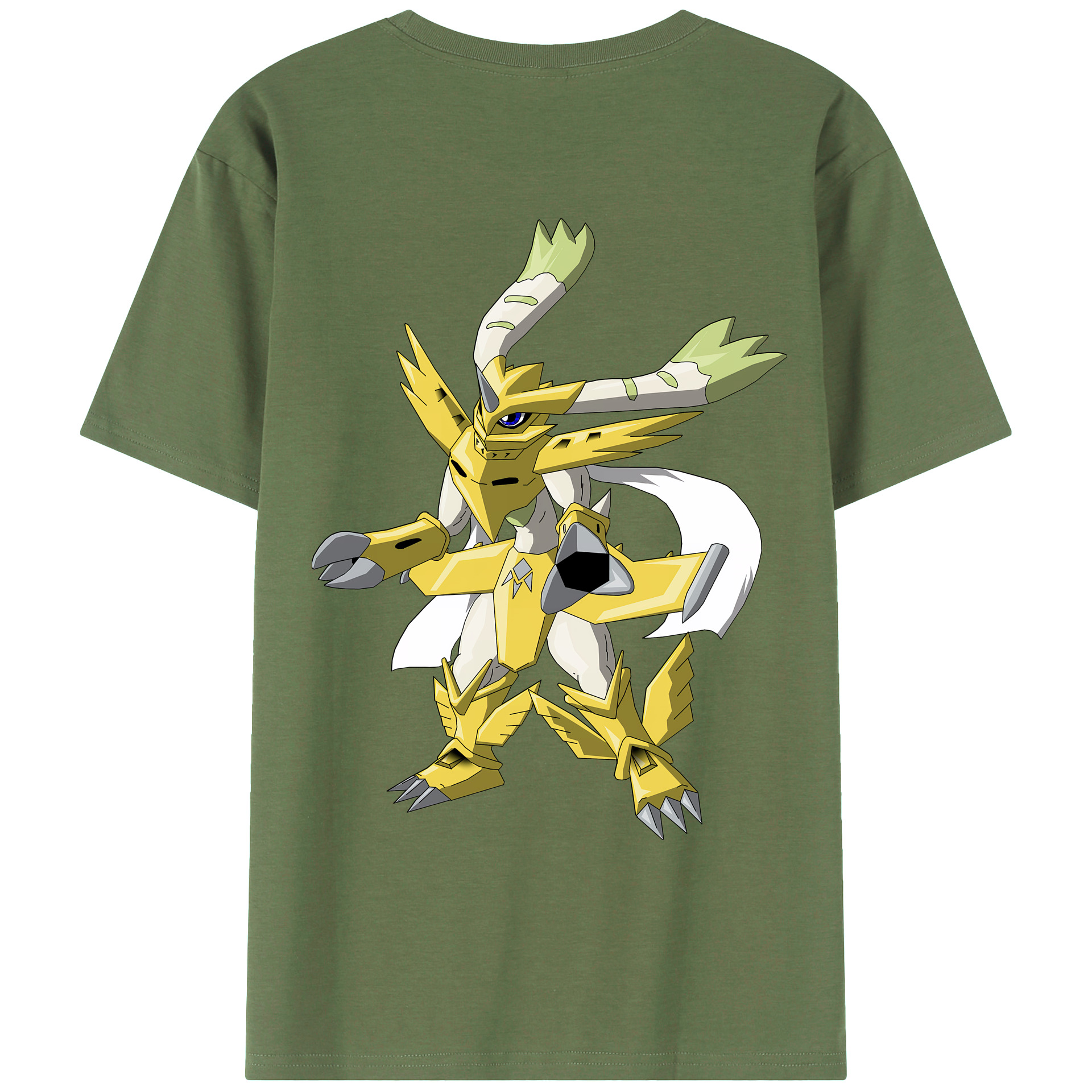 （画像用） Digimon デジタルモンスター/デジモン 綿100％ メンズ半袖Tシャツ（バックプリント） 通気性